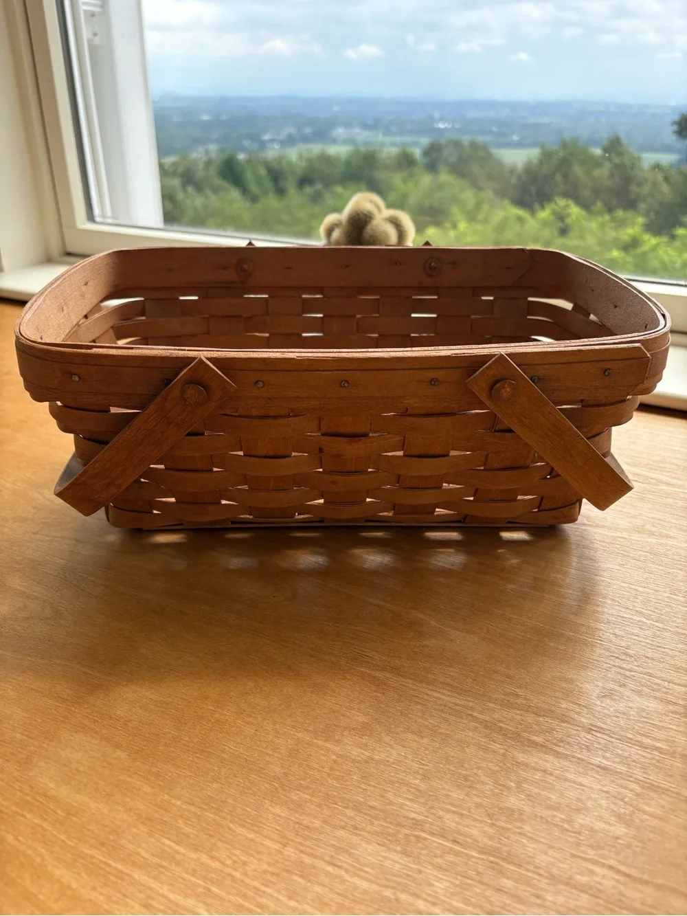 Handwoven Longaberger Brown Wood Serving Basket - Home Accents
